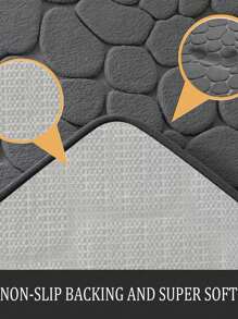 1 件大号浮雕石纹多用途防滑浴室垫，适用于浴室、卫生间、门口和其他家居装饰，所有季节，可机洗家居浴室装饰浴室地毯地毯户外地毯门垫夏季浴室配件 - 黑色 - 查看 10