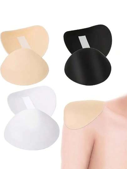 1 Pair Set-Adhesive Sponge Shoulder Pads For Men & Women -Seamless, Durable Replacement Pads For Suits, Dresses & Garments -White