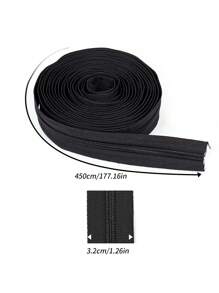 Zíper de 450 cm/177,16 polegadas com 10 cabeças de zíper prateadas, zíper de nylon de cor sólida nº 5 disponível em 7 cores, incluindo branco, preto e bege, adequado para roupas, bolsas, tecidos para o lar e projetos DIY
