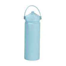 1pc 500ml/17OZ Stainless Steel Outdoor Sports Water Bottle, Wide Mouth Portable With Handle, Rubber Coated Soft Touch, Premium