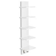 Sorbus 5 Tier Wall Mounted Floating Shelf Unit With Hooks - Home Decor And Storage Organizer - White - View 1
