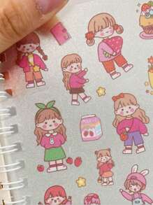 1 pieza Pegatinas decorativas con ilustración artística de estilo de graffiti, diseño de caricatura de mascotas, serie de niñas, estilo decorativo, adecuado para tazas, cascos, patinetas, juguetes populares y creativos - Gris - Ver 4