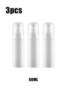 60毫升白色泡沫按压瓶，睫毛洗发水瓶，旅行泡沫按压瓶，空塑料瓶，可重复灌装迷你皂液器，适用于洗手液、睫毛洗发水、沐浴露，适合旅行、居家和学生返校使用