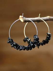 1 Pair Fashionable & Versatile Bohemian Beach Style Natural Stone Earrings, Suitable For Men & Women, Elegant Gift