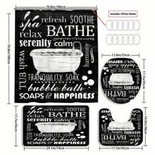 4pcs Bathtub Shower Curtain Gift Modern Home Bathroom Decoration Curtain And Toilet Floor Mat 3-Piece Set With 12 Shower Curtain Hooks Fall Decor Bathroom Accessories Back To School