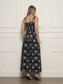 Long Dress With Straps And Loose Cups - 黑與白 - 查看 4