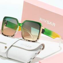 RIVSAR Women's Oversized Gradient Color Sunglasses, Outdoor Riding Driving Stylish Party Travel Gift Box Glasses For Summer Beach Vacation,Outdoor,Travel - Multicolor - View 2