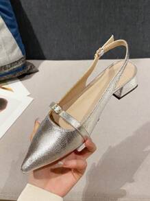 Chaussures plates à bride et talon épais à bout pointu minimaliste à la mode pour femmes