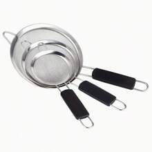 Stainless Steel Slotted Spoon, Used For Straining, Frying, Draining Flour In Kitchen, Black Handle Ladle And Filter Net Skimmer - Multicolor - View 1