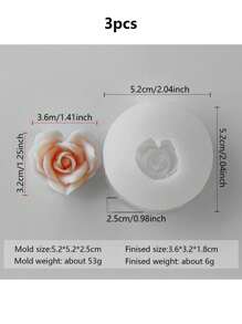 1pc 3D Love Flower Mold Rose Flower Aromatherapy Candle DIY Flower Handmade Soap Drop Glue Gypsum Expanding Fragrance Stone Home - White - View 10