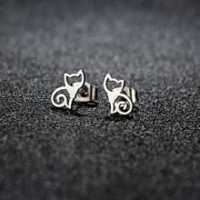 12 pares de sencillos pendientes con diseños de mascotas, pendientes de acero inoxidable con diseños de gatos y perros, joyería mixta para uso diario y como regalo