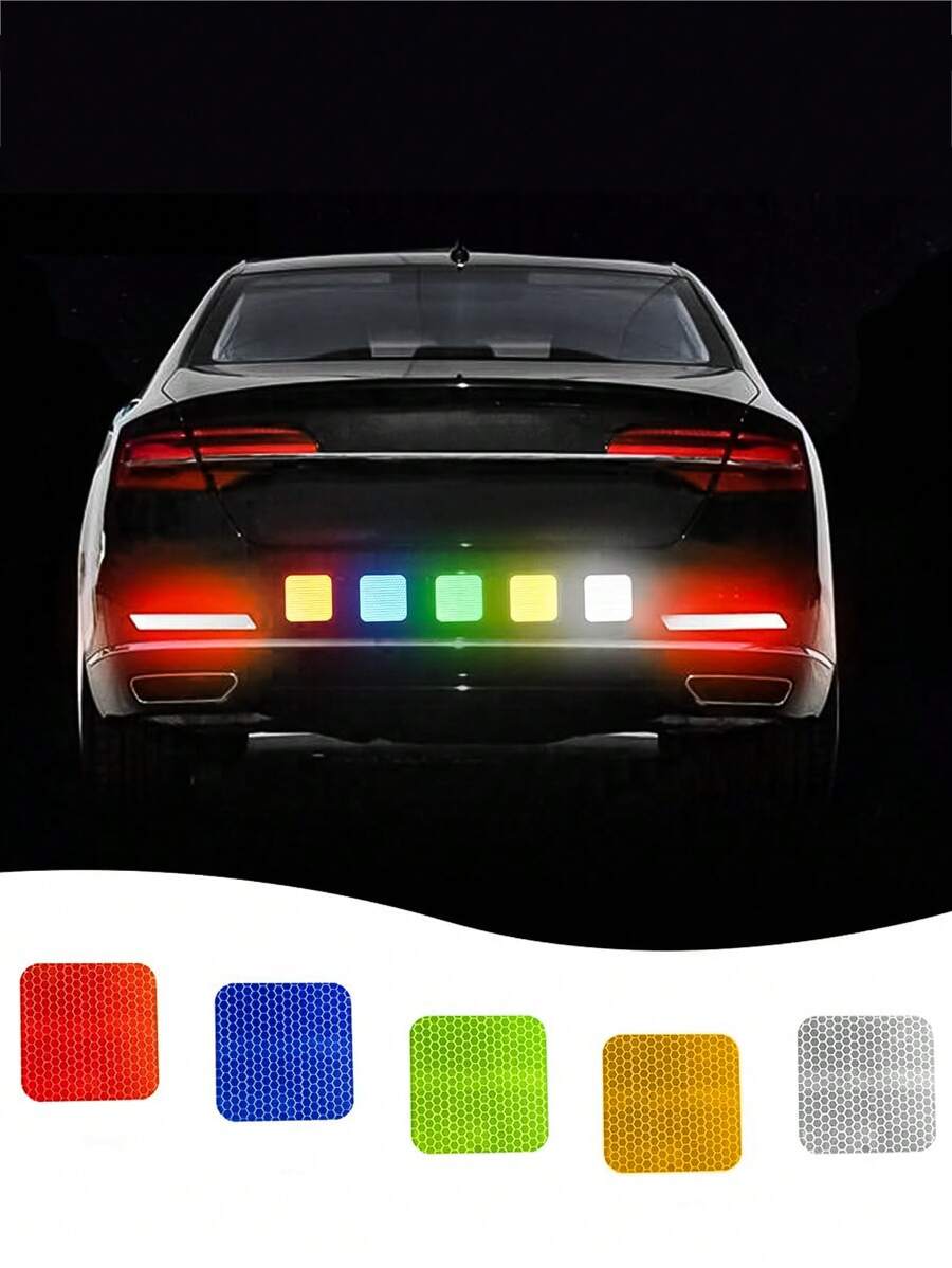 10 piezas/5 piezas Pegatinas reflectantes, cinta reflectante de alta visibilidad impermeable y de , adecuada para automóviles, decoración, protección de nocturna, pegatinas reflectantes de advertencia de apertura de puerta, accesorios universales para vehículos - Estilo A - Ver 1