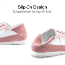 Boys Girls Sneakers Retro Slip-On Lace Up Classic Casual Tennis Lightweight Breathable Walking Shoes For Little/Big Kid - 粉色 - 查看 8