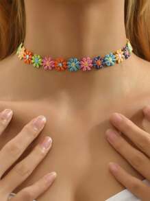 1 Girly White Lace Heart Choker Necklace