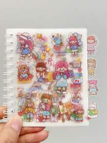 1 pieza Pegatinas decorativas con ilustración artística de estilo de graffiti, diseño de caricatura de mascotas, serie de niñas, estilo decorativo, adecuado para tazas, cascos, patinetas, juguetes populares y creativos - Gris - Ver 1