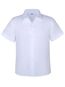 Tween Boys Shirts Short Sleeve Shirts For Boy Dress Shirt Uniforms Teens Kids Casual White Summer Standard Versatile 6-16Y