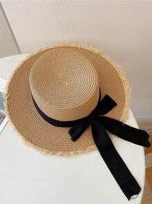 DAZY 1顶女士时尚草帽，饰有蝴蝶结，优雅波西米亚风格遮阳帽，适合海滩、旅行、日常穿着和派对。 - 草帽 - 查看 13