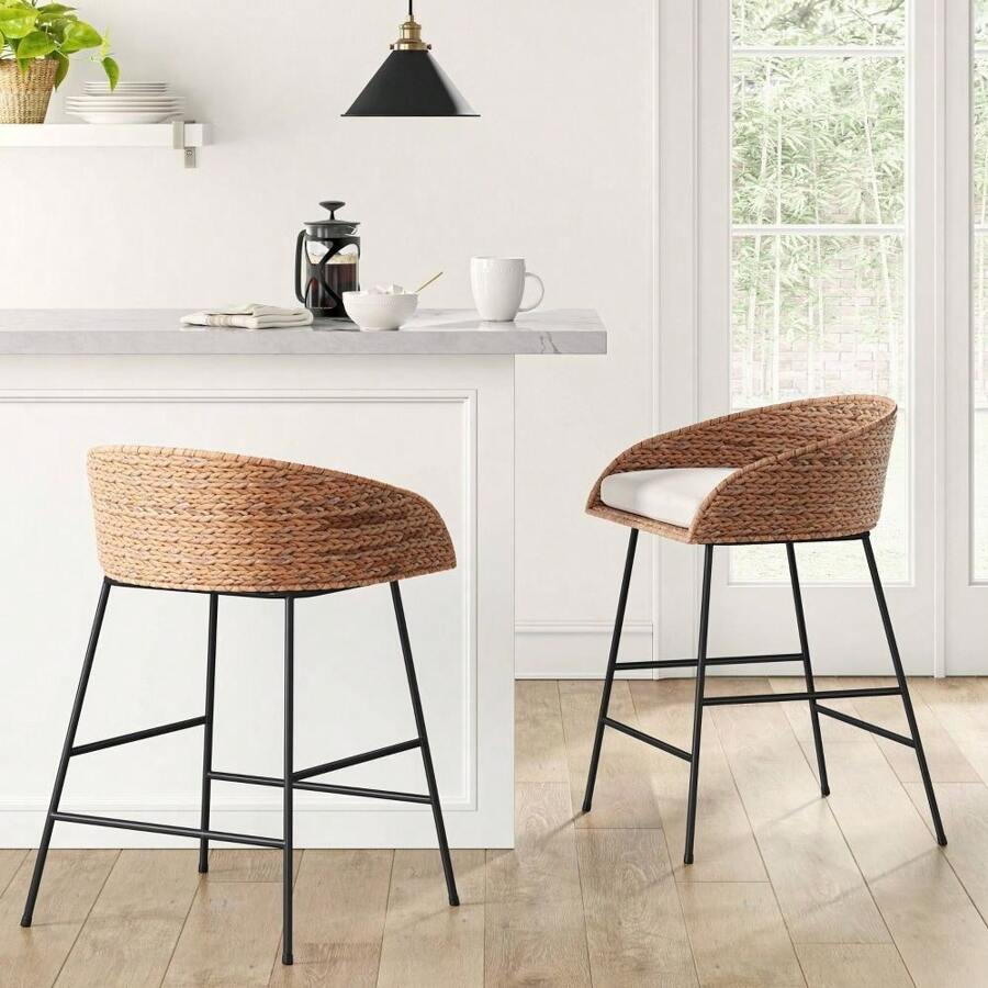 Threshold Barrel Style Bar Stool Rustic Industrial Metal Kitchen 24.02" - 1 - 查看 1