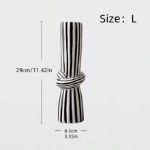 时尚条纹花瓶摆件，创意结状陶瓷装饰摆件客厅卧室装饰摆件新居新年圣诞礼物（无花） - 白色和黑色 - 查看 14