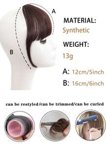 Tóc nối kẹp 6 inch màu nâu, đen và mái bằng kiểu Pháp, phù hợp cho nữ, có tóc mai và mái vòm, dùng hàng ngày, phụ kiện tóc. - Nhiều màu - Xem 5