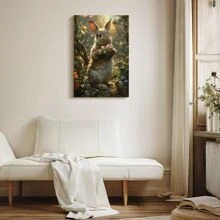 1 lienzo enmarcado para pared, bonito póster con estampado artístico divertido de conejo de Pascua, regalo ideal para dormitorio, sala de estar, pasillo, dormitorio, decoración de pared