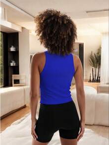 Top Sin Mangas Básico con Cuello Redondo – Comodidad y Estilo para Cualquier Ocasión - Azul - Ver 3