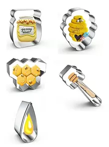 1pc Stainless Steel Bee Series Cookie Cutter, Honeycomb, Honey Pot, Bee Shaped Cake Mold DIY