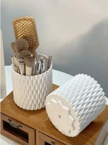 化妆刷架，360°旋转化妆刷收纳盒，5 槽塑料旋转铅笔收纳盒，梳妆台化妆品展示容器，浴室桌口红美容工具，梳子简约风格赋予这款旋转收纳盒多功能外观，可与任何办公室、家庭或学校装饰相结合。