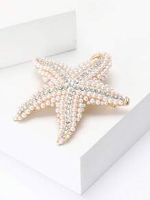 Spilla di moda con perle e stelle marine per donne, decorazione per vestiti, abiti, accessorio per feste, banchetti, regalo