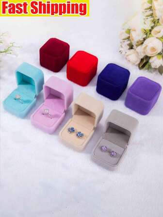 5 件天鹅绒戒指礼盒，小型戒指收纳盒，适用于求婚、婚礼、订婚、圣诞节、戒指耳环和耳钉展示盒，适合女士和女孩，天鹅绒戒指盒，珠宝盒，徽章盒，珠宝盒珠宝，母亲节返校