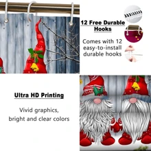 1pc/4PCs Christmas Dwarf Curtain Shower Curtain Decoration, Beautiful Housewarming Gift Modern Home Decoration, Waterproof Shower Curtain And Toilet Floor Mat Three-Piece Set Comes With 12 Shower Curtain Hooks Home Bathroom Decor Fall Decor Bathroom Accessories Back To School