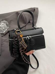 1pc Women's Solid Color Handbag, Shoulder Crossbody Bag, Black - Black - View 2