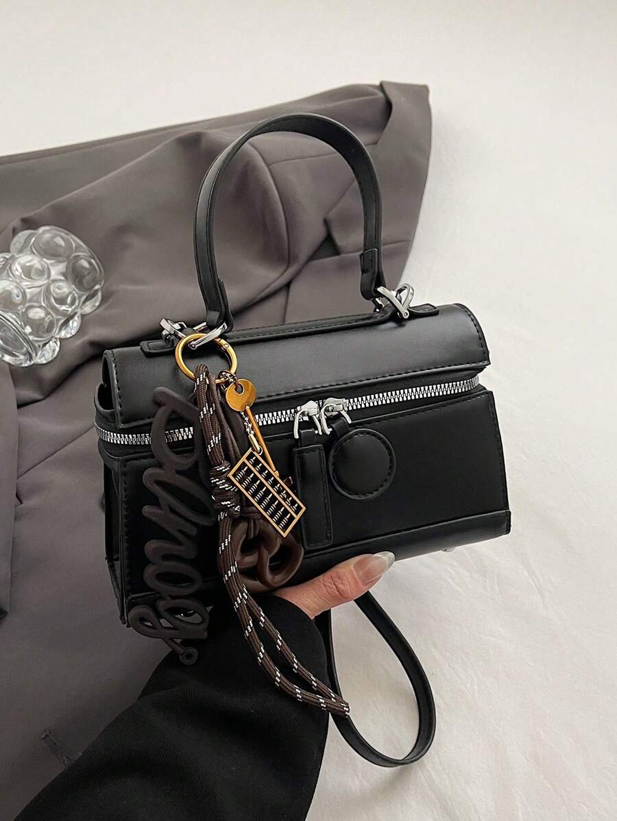 1pc Women's Solid Color Handbag, Shoulder Crossbody Bag, Black