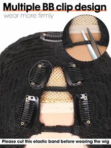 DUOZIMEI 22 Inch Natural Black Afro Curly U/V Part Synthetic Wig, Fluffy Curly, Synthetic Fluffy Straight Hair, No Glue, Women Half Head Wig Without Clips - Multicolor - View 11