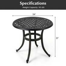 Cast Aluminum Patio Table 24''Outdoor Round Side Table Anti-Rust Coffee Bistro Table - Antique Brown - View 3