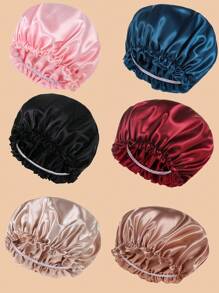 Breathable Silky Bonnet For Women Hair Care, Reusable Silky Hair Wrap For Sleeping With Elastic Stay On Head, Solid Color Shower Cap Sleep Cap - Bathroom Accessories