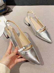 Chaussures plates à bride et talon épais à bout pointu minimaliste à la mode pour femmes