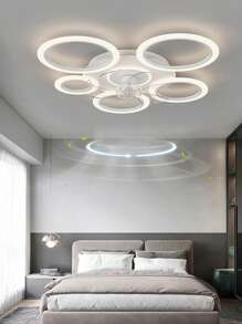 1 Stück 220V LED dimmbare Acryl Deckenventilatorleuchte, geeignet für Wohnzimmer, Esszimmer, Schlafzimmer, Arbeitszimmer, Hotels, Raumdekorationsbeleuchtung und andere dekorative Pendelleuchten. Weiß/Schwarz