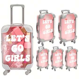 1件/6件迷你手提箱派对礼品盒塑料手提箱礼品盒假睫毛包装盒微型手提箱微型旅行派对单身派对伴娘新娘送礼会装饰品