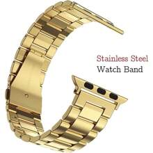 2 合 1 硅胶保护壳 + 不锈钢金属表带，适用于 Apple Watch 表带和表壳，不锈钢金属链带 TPU 盖，智能手表链式表带，腕带适用于 Apple Watch Series 10 9 8 7 6 5 4 3 2 1 SE，49mm 46mm 45mm 44mm 42mm 40mm 41mm 38mm + 工具，金色 - 金色 - 查看 5