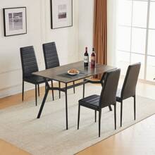 5 PC Dining Set / Wood Top Table / 4 Chairs Kitchen Table Living Room Furniture