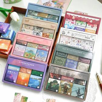 1 Set Of 300pcs Sticker Pack, Boxed, For Scrapbooking, Diary, DIY Decoration & Sealing