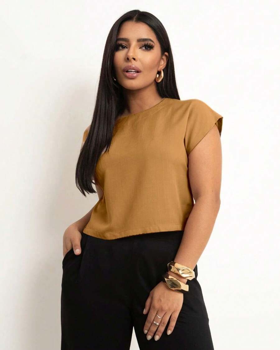 Basic Cropped Modeling With Perfect Fit Factory Price Get Yours Now - Mustard Yellow - View 1