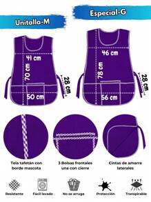6 Casaca Mandil Gabán Bolsa de Cierre con Borde Mascota Delantal Mexicano - Morado - Ver 6