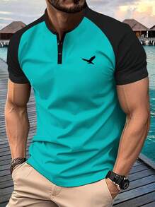 5pcs Men's Summer New Short Sleeve T-Shirt, Raglan Sleeve Printed, Multi-Color Available For Travel,Holiday,Outdoor,Undershirt