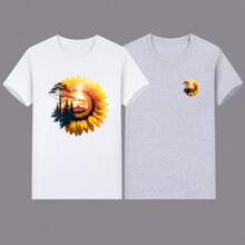 Sunflower Double Exposure Thermal Transfer Brand Fashion Men & Women Popular Style Heat Vinyl Transfer Print Patches, Suitable For Clothing, Backpacks, Hats, Pillows, DIY