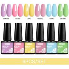 Mtssii 6 件套彩色凝胶指甲油套装持久、无铅、6ml 半永久性可浸泡 UV LED 凝胶清漆，适合春夏季，全套美甲套装，美甲 DIY 家庭沙龙礼物，适合女性 - 彩色 - 查看 15