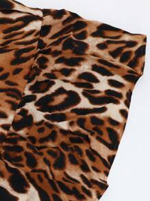 Vestido casual de manga farol con estampado de leopardo, Vestido Maxi Elegante y Elegante, Vestido corto de manga larga con cuello en V y estampado animal, Vestido evasé con cintura y cuello en V, manga farol, vestido largo para mujer en otoño, Vestido mini de mujer con estampado de leopardo, cuello en V, mangas de linterna recogidas, silueta de vuelo con volantes en el bajo y cintura ceñida, elegante y sexy - Marrón - Ver 8