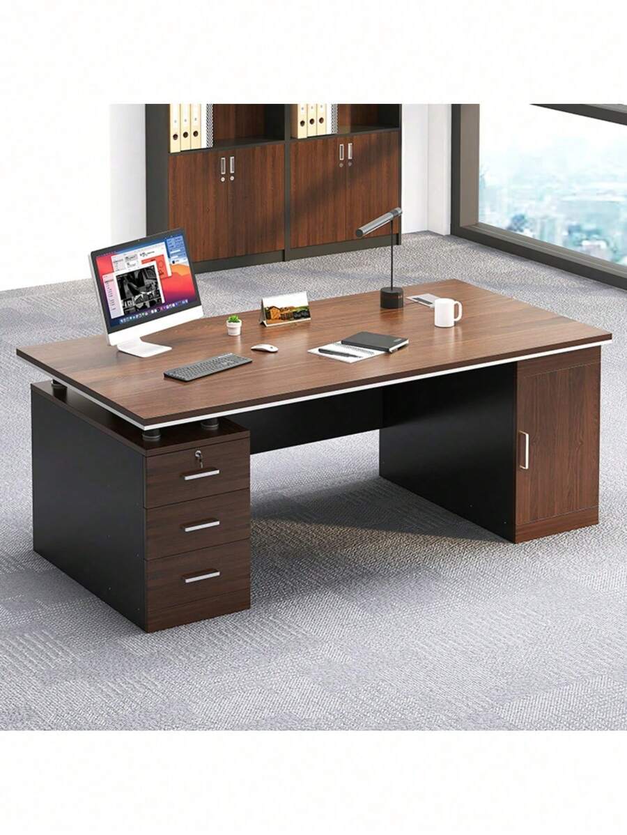Modern Wooden Office Desks With 3 Drawers 120cm