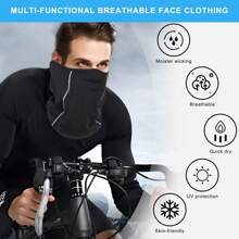 摩托车骑行冬季全脸面罩保暖摇粒绒男女款颈部保暖器，冬季，男女通用颈部保暖器，滑雪面罩，滑雪用管状围巾，摩托车，户外 - 黑色 - 查看 10